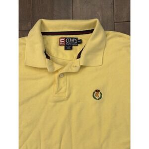 Vintage Chaps Ralph Lauren Classic Fit Men Yellow Polo Shirt Size 2XL Crown Logo